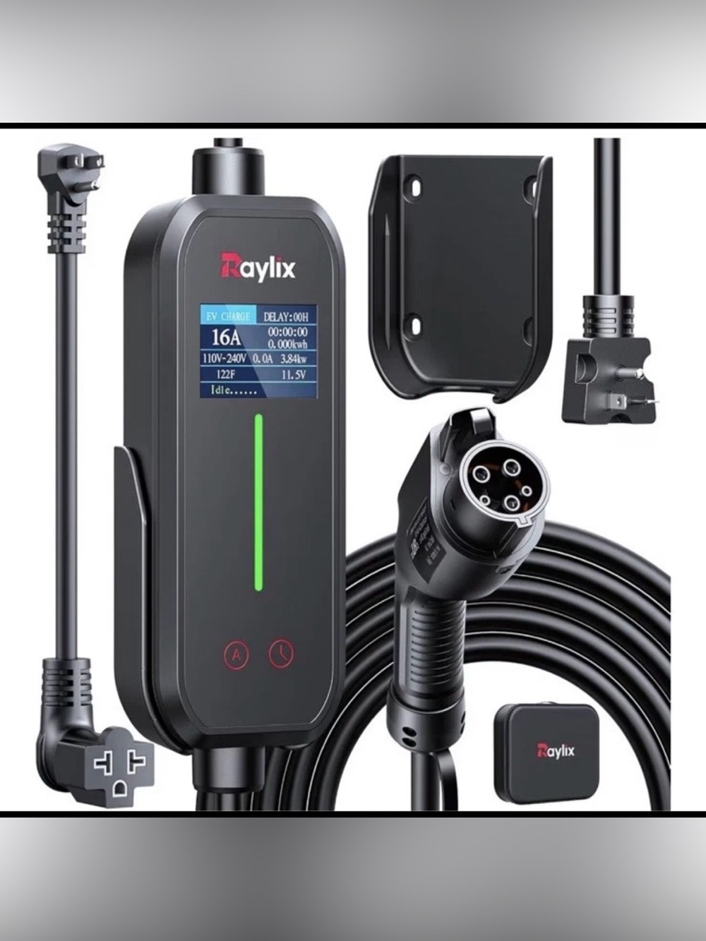 Raylix 16A Level 1&2 EV Charger, 110V-240V Electric Car Charger With 21ft Cable
